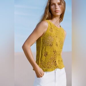Zara Mustard Sleeveless Crochet Top